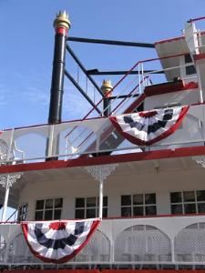 Riverboat Smokestack & Deck on the Mississippi River